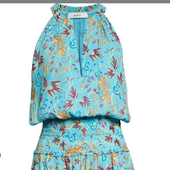 A.L.C. Courtney Floral Smocked Tiered Silk Mini Dress – Sz 4 - Picture 4 of 12